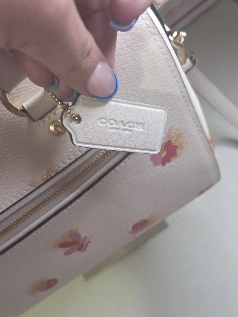 Coach Rowan Cream Floral Mini Satchel with Crossbody Strap - Picture 2 of 8